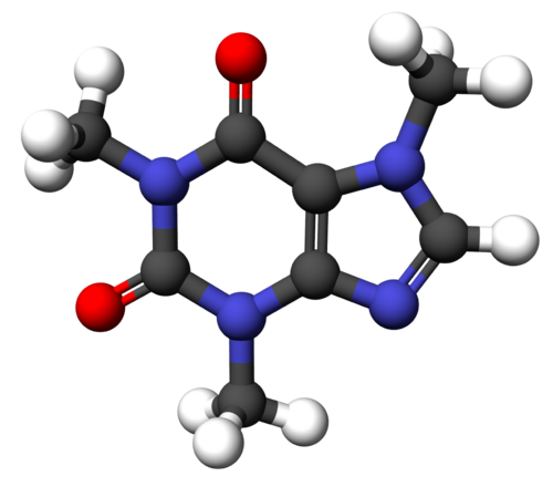 Molecuulmodel van cafeïne