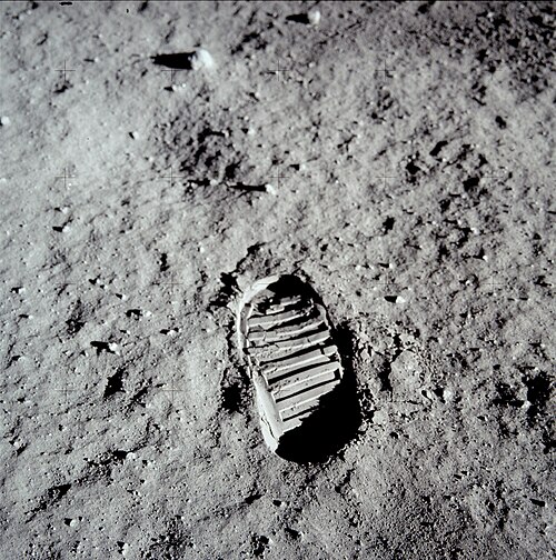 Voetafdruk van Apollo 11 op de maan